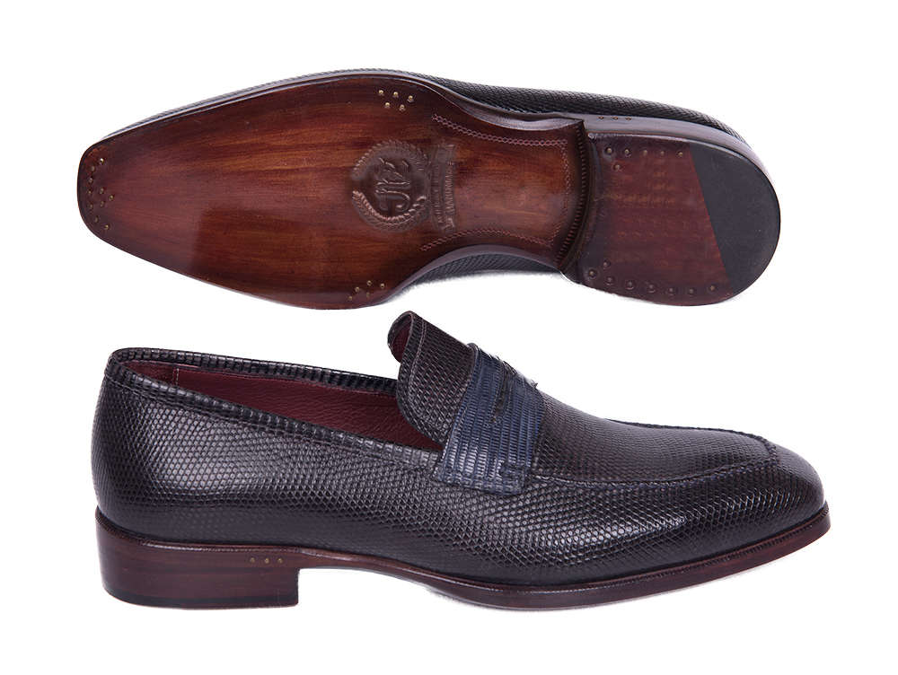 Navy Genuine Iguana Leather Hand-Painted Loafer – Murat Erbaş Shoes